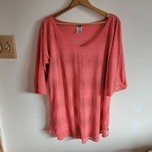 O'NEIL Swim Cover-up Mini Dress Mesh See Through Pink Orange Xl